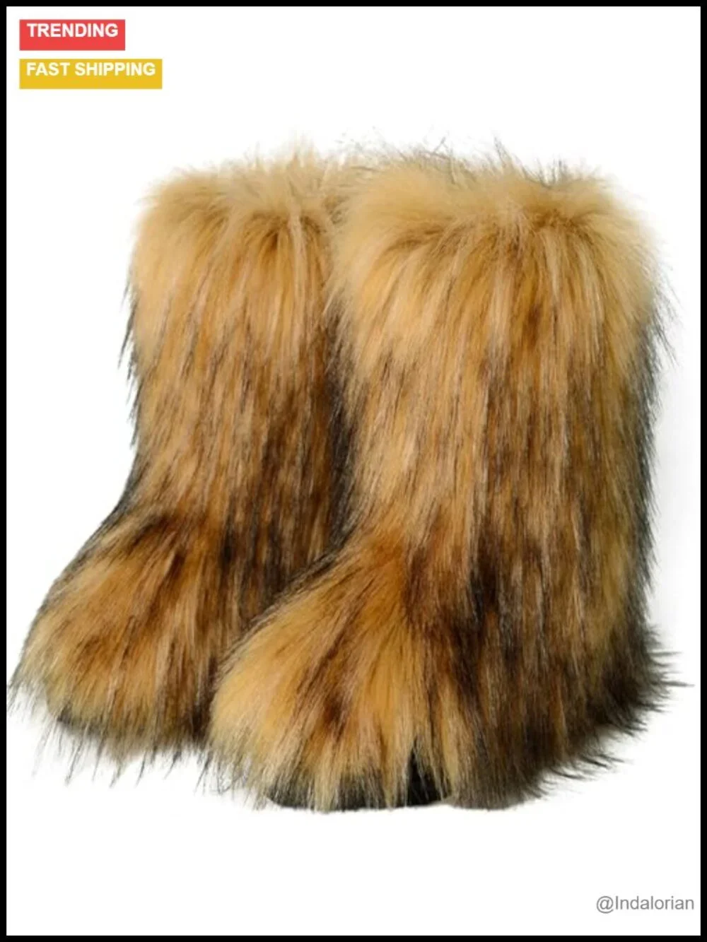 Women's Knee High Faux Fur Snow Boots Winter Fluffy Flat Heel